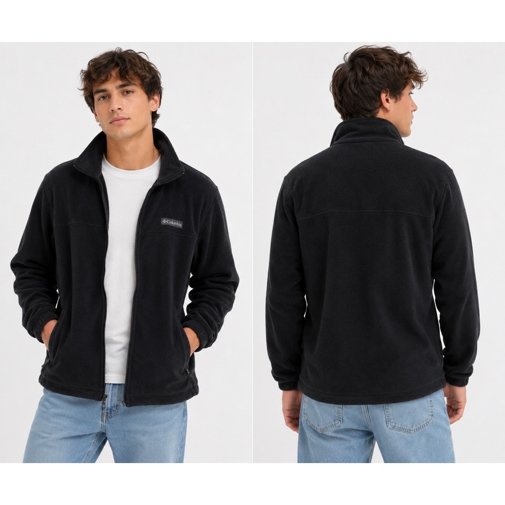 Columbia Fleece Jacket Mens Large Black Full Zip Mock Neck Gorpcore Outdoor